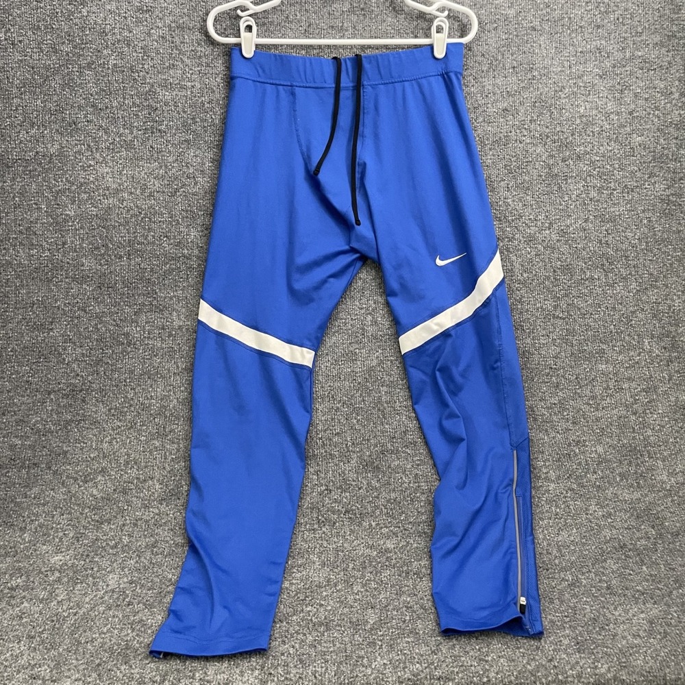 Nike Running Leggings Pants Mens Sz XL  Zip Ankle Reflective Swoosh 835955-494